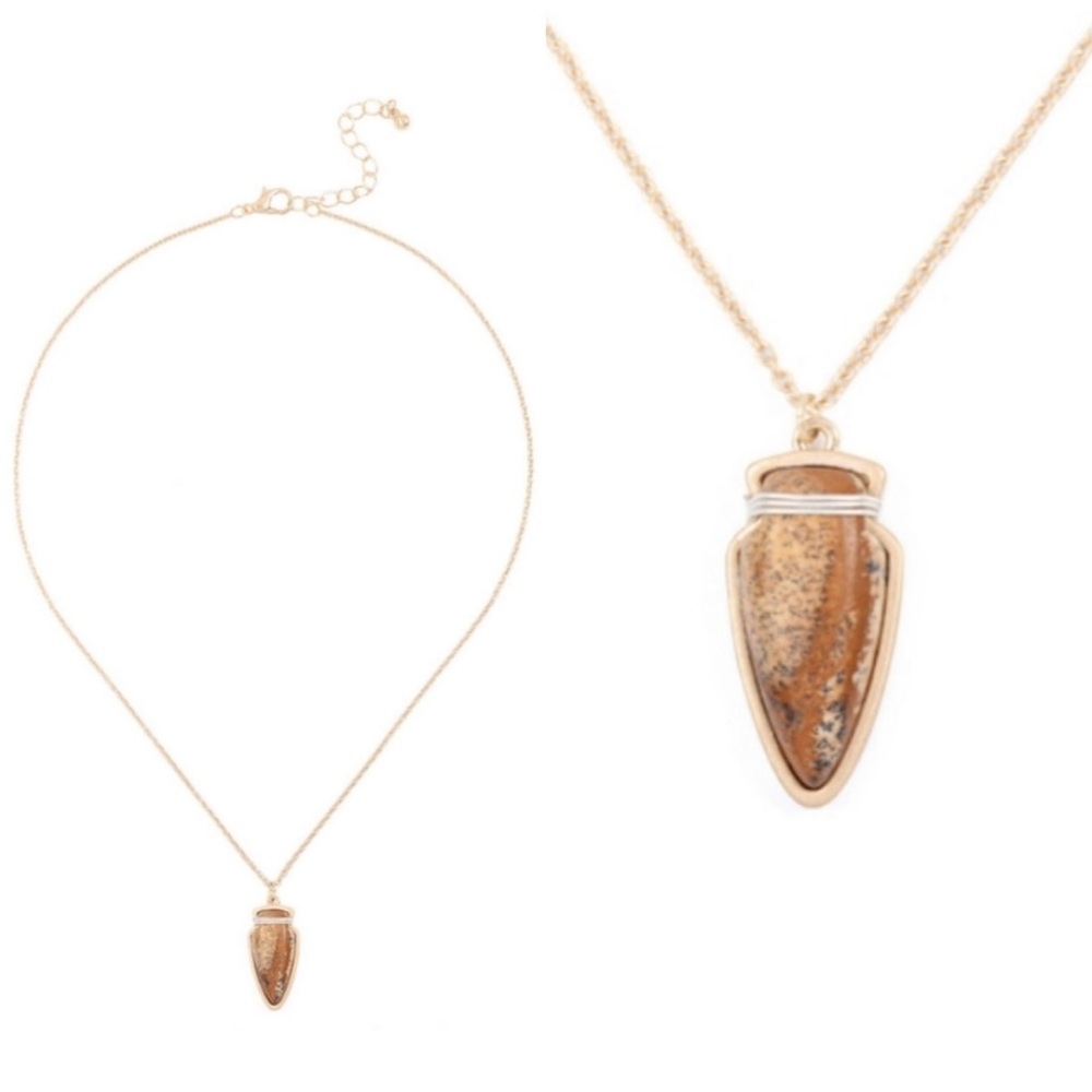 Arrowhead Stone Pendant Necklace – Boho Natural Gemstone Jewelry - Picture 2 of 3